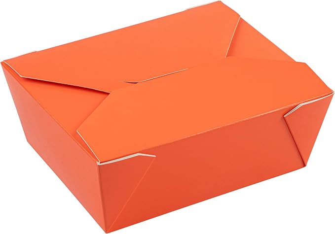 Restaurantware Bio Tek 45 Ounce Take Out Boxes 50 To Go Lunch Boxes - Tab-Lock Closure Heat-Tolerant Orange Paper Disposable Lunch Boxes Greaseproof For Hot And Cold Foods - Image 14