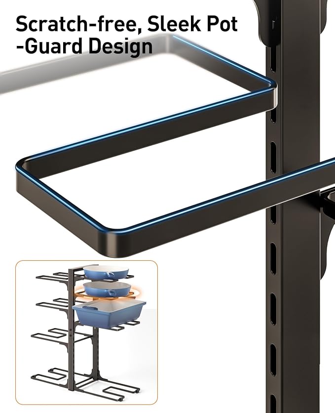 ORDORA Pots and Pans Organizer Under Cabinet 20.8" 8-Tier Adjustable Bronze - Image 7