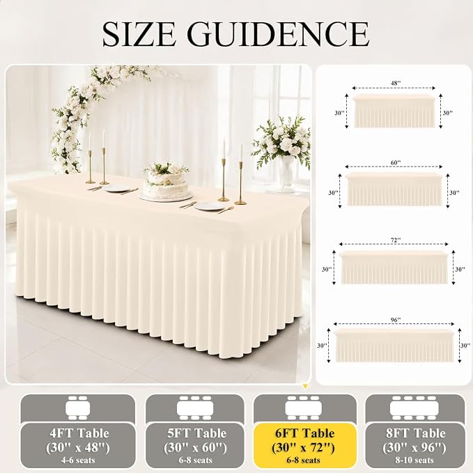 Moosfor 2 Pack Spandex Fitted Rectangle Tablecloth, Elastic Table Skirt - Image 6