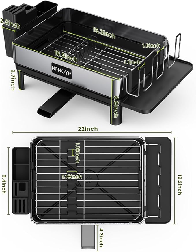 304 Stainless Steel Dish Drying Rack for Kitchen Counter, Black - Image 8
