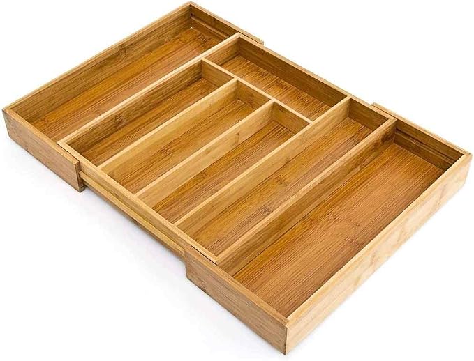 BAKAJI Drawer Cutlery Tray 33.5 x 29 x 5 cm Bamboo Naturale - Image 3