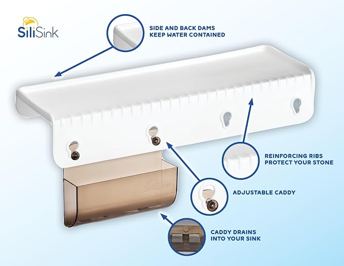 SiliSink Kitchen Sink Edge Protector, Splash Guard, 4in x 14in, White - Image 4