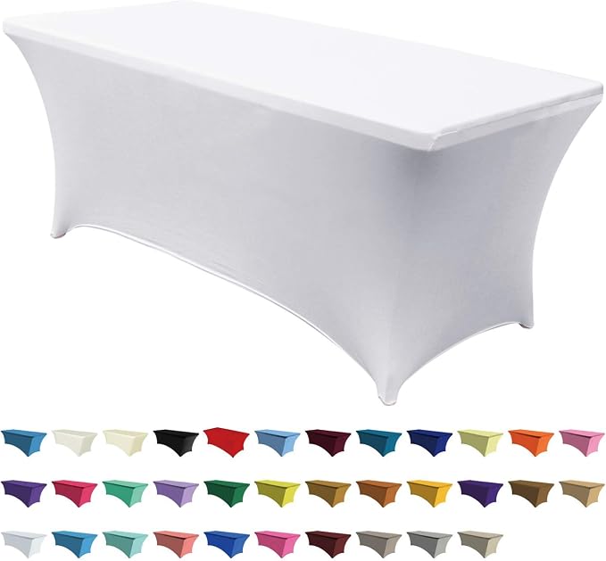 ABCCANOPY 6FT Spandex Table Cover, Stretch Fitted Tablecloth, Crisp-White by ABCCANOPY