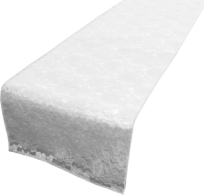 Zen Creative Designs 10 Pack Floral Lace Table Runner Sheer Lace Event Party Wedding Table Decor (12" by 108", White) by ZenCreativeDesigns