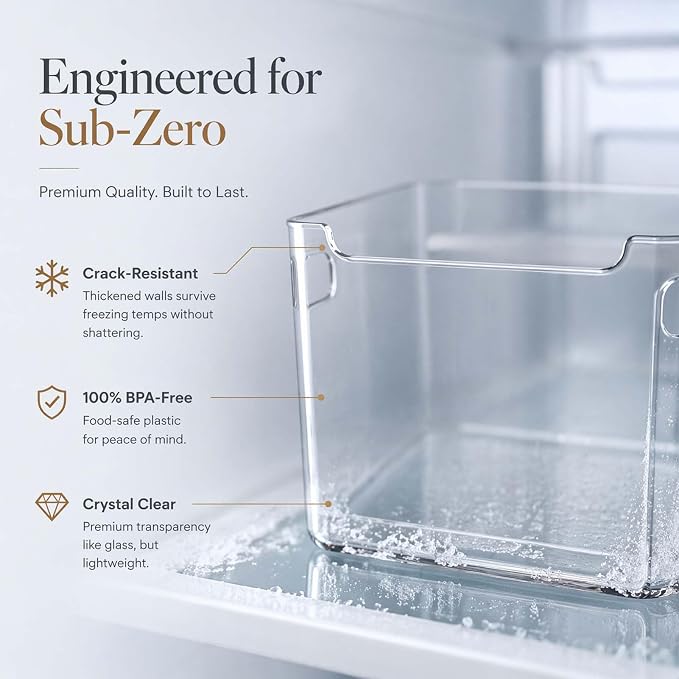 Crystal Clear Freezer Storage Bins, Crack-Resistant Plastic Fridge Storage Bins with Built-in Handles, BPA-Free Organization Containers for Refrigerator, Pantry Kitchen Cabinets (A-4.8 in,8) - Image 3