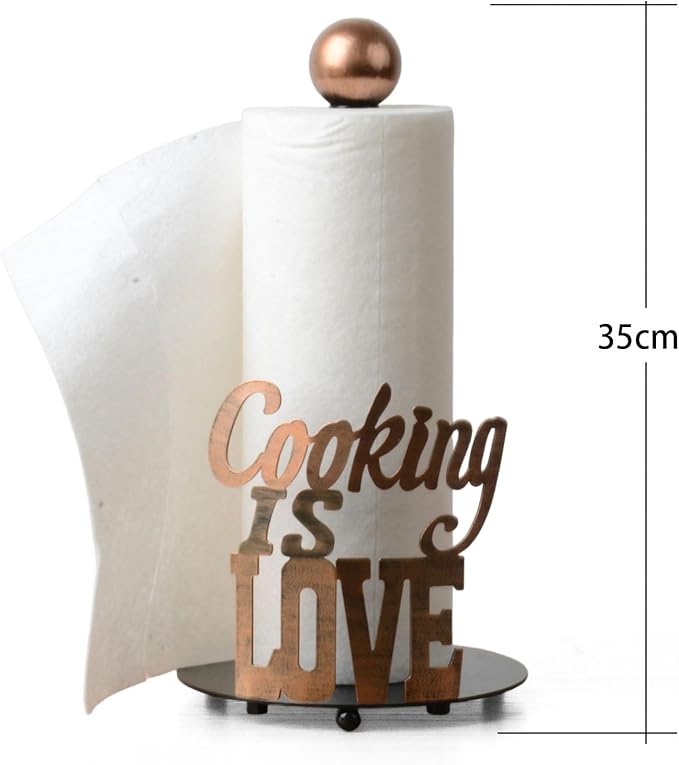 HAUCOZE Text Paper Towel Holder Countertop Metal Paper Roll Stand 13.4 Inch - Image 13