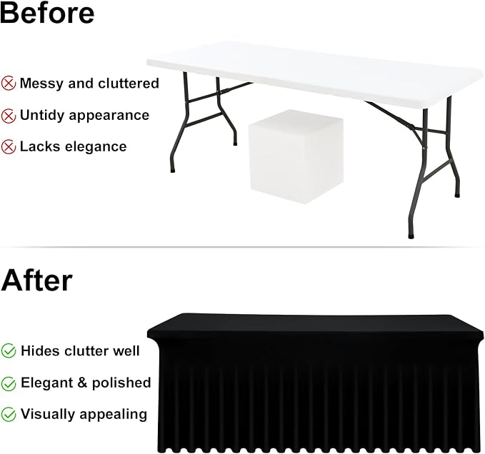 Moosfor Spandex Fitted Rectangle Tablecloth, Elastic Table Skirt - Image 4