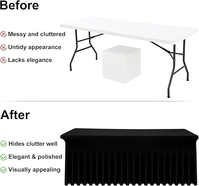 Moosfor Spandex Fitted Rectangle Tablecloth, Elastic Table Skirt - Image 4