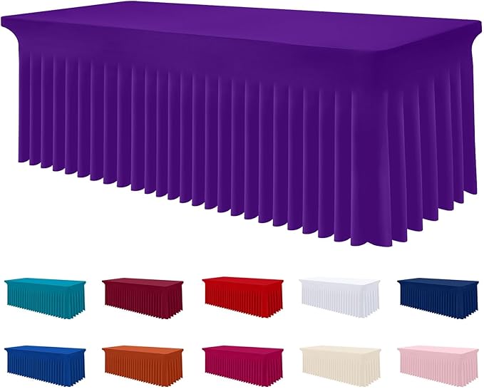 Smiry Spandex Elastic Fitted Table Cloth Skirt for 6FT Rectangle Table by Smiry