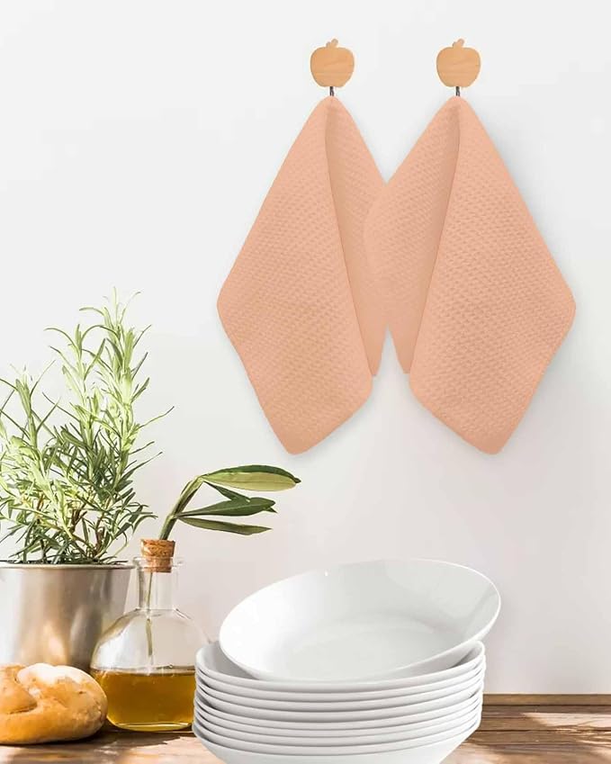 Orange Pink Dish Towels Set, Waffle Weave Kitchen Towels Microfiber Towels Cleaning, Solid Contemporary Color Minimalist Pure Color Soft Absorbent Dish Drying Towels Hand Towels 4 Pack 12x12 Inch - Image 2