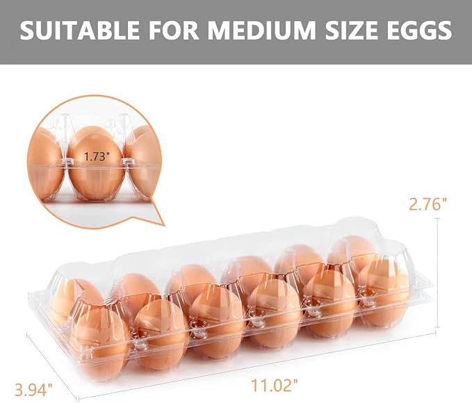120PCS Egg Cartons Cheap Bulk, Clear Egg Cartons for Chicken Eggs | Reusable Chicken Egg Container Bulk Egg Holders with Labels for Refrigerator, Storage, Family, Chicken Farm, Market - Image 2