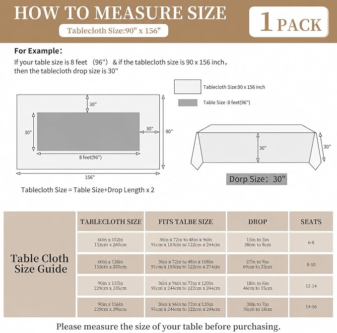 Black Tablecloths for Rectangle Tables,90 x 156 Inch - Image 2
