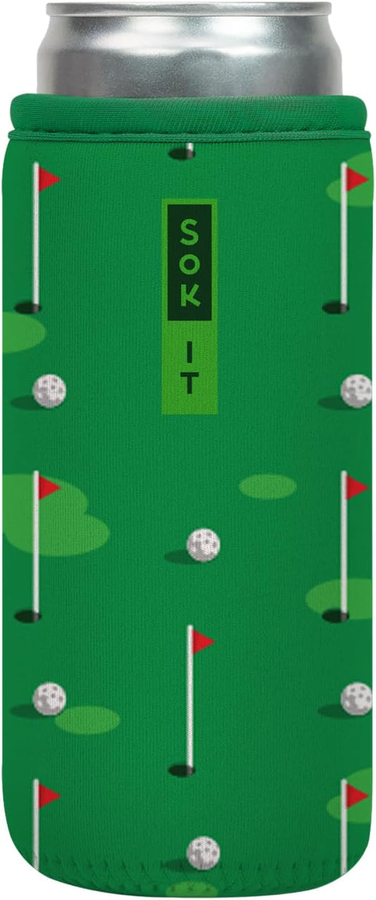 Sok It CanSok Sleeve for Beer & Soda Insulated Neoprene Cover (Golf, 12oz Slim Can Sleeve)