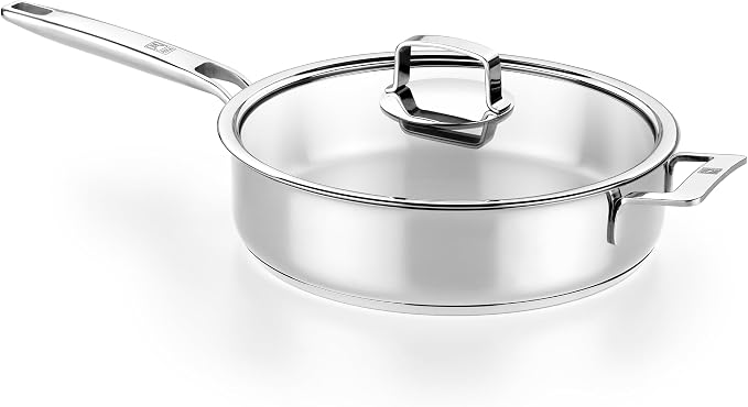 BRA COOKWARE Signature Stainless Steel Sauté Pan w/Lid | 11 Inches 4 Qt by BRACookware