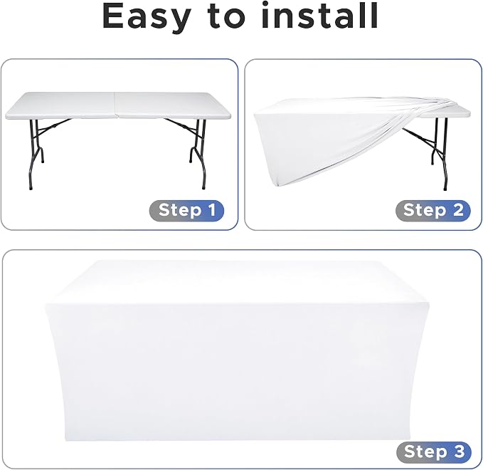 Rectangle Spandex Fitted Tablecloths For Vendor 4 Pcs 60X30 Inch White - Image 4