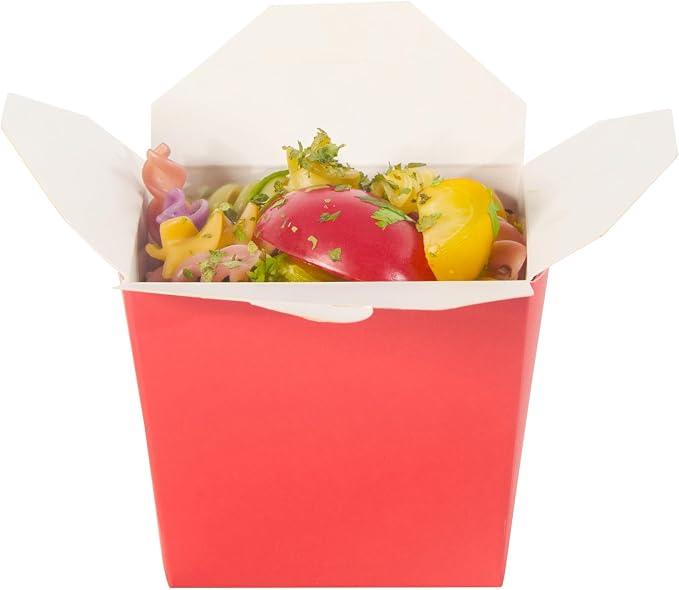 Restaurantware Chinese Take Out Boxes 200 Pack of 8 oz Grease-resistant Party Take Out Food Containers Disposable Stackable Asian Square Red Paper To Go Boxes For Restaurants - Image 12