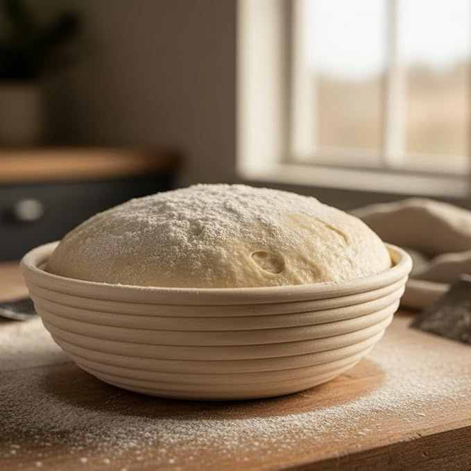 9" Round Banneton Proofing Basket with Cloth Liner – Premium Artisan Rattan Bread Proofing Basket for Sourdough, Boules, Artisan Bread Baking, Brotform Dough Rising by The Lucky Clover Trading - Image 6