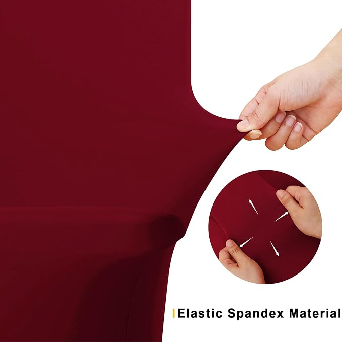 Smiry 2 Pack Spandex Table Cloth 8FT, Elastic Fitted Wine Red Tablecloth - Image 4