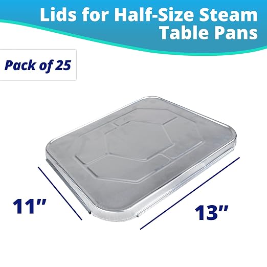 IDL Packaging Aluminum Foil Lids for Half-Size Steam Table Pans - 13" x 11" (Pack of 25) - Disposable Cover for Grill Pans - Oven & Freezer Safe - Durable Top for Foil Pan - Image 2
