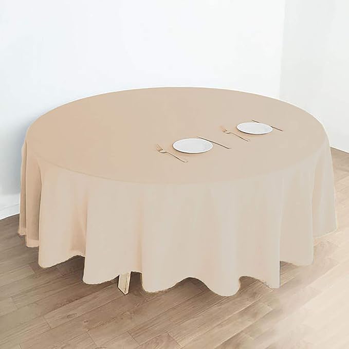 Balsa Circle 10 pcs 108 inch Beige Round Washable Polyester Easy-Care Tablecloth for Indoor and Outdoor Bridal Shower Wedding Table Buffet Table Parties Events Kitchen Dining - Image 7