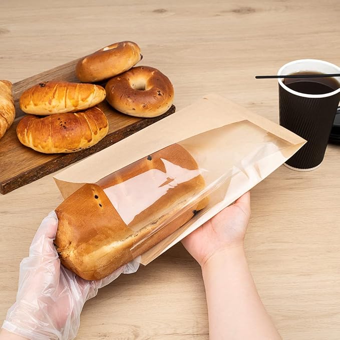 Restaurantware Kraft Paper Large Bread Bag, 6 x 2.8 x 11.5 In, 100 Pack - Image 5