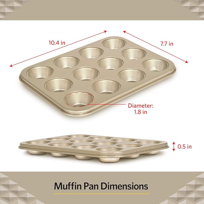 Glad Mini Muffin Pan Nonstick - Heavy Duty Metal Cupcake Tin with Small Baking Cups, Mini 12-Cup - Image 3