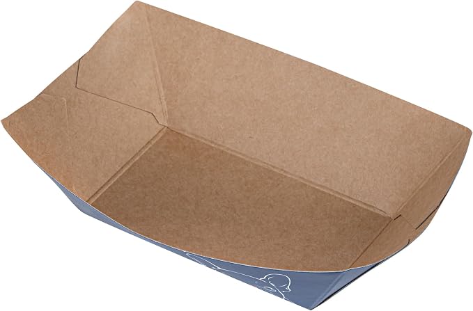 Restaurantware-Bio Tek 6 Ounce Boat Paper Boats, 50 Disposable #40 Food Trays - PE Lining, Durable, 4.88 x 4 x 1.5" Black Paper Food Baskets, For Concession Stands, Picnics, or Fairs, Stackable - Image 7
