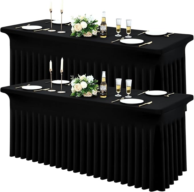 Moosfor 2 Pack Spandex Fitted Rectangle Tablecloth, Elastic Table Skirt by Moosfor