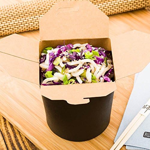 Restaurantware 32 oz Round Black Paper Noodle Take Out Container, 200 Pack - Image 3