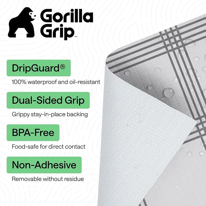 GORILLA GRIP Shelf Liner, Kitchen Drawer Protector, 17.5x120 Gray Stripe - Image 2
