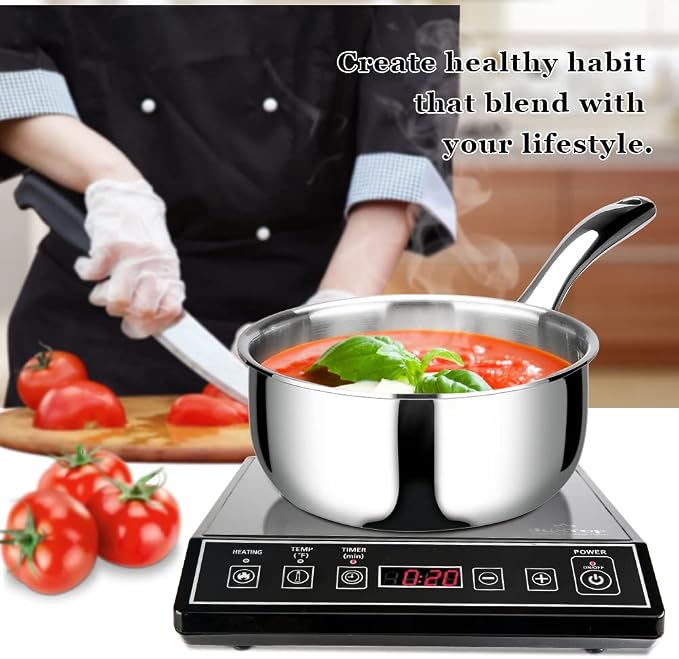 Duxtop Tri-Ply Stainless Steel Saucepan with Lid, 3 Qt Induction Pot - Image 7