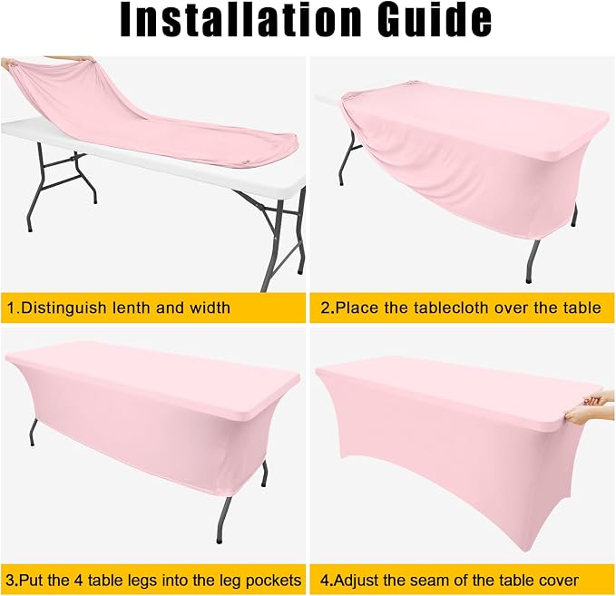 Smiry 2 Pack Spandex Table Cloth 4FT, Elastic Fitted Pink Tablecloth - Image 6