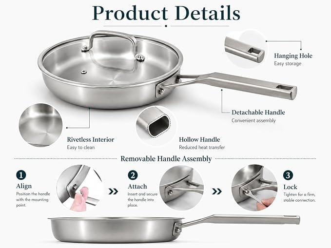 5 Ply Stainless Steel pan,10in - Image 5