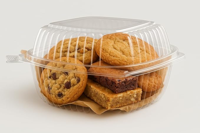 Durameg 5" Square Clear Hinged Clamshell Containers, 50-Pack – OPS Plastic Take-Out Boxes with Secure Bar-Lock Closure – Durable, Stackable Disposable Packaging for Salads, Sandwiches & Desserts - Image 7
