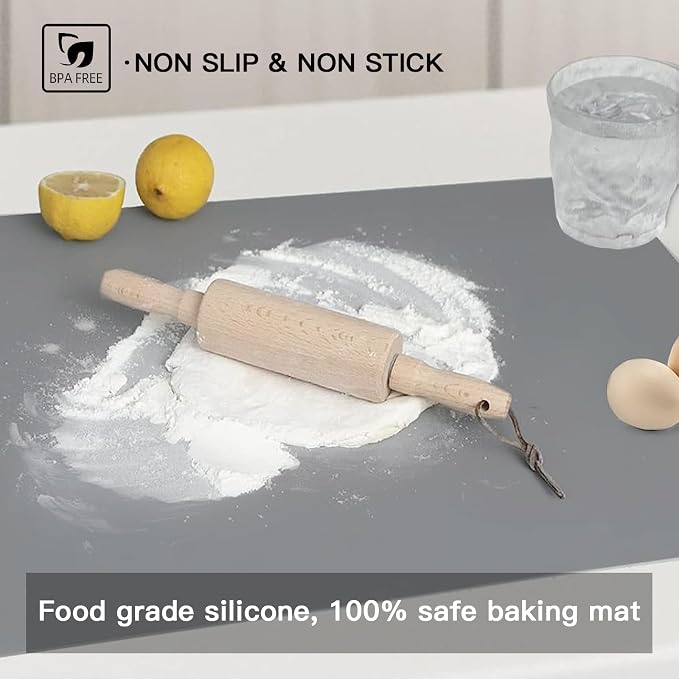 Silicone Mats for Kitchen Counter, 47.3"x23.6"x0.08" Largest Heat Resistant Mat Kitchen Island Waterproof 2MM Thick Countertop Protector Mat Nons-slip Extra Large Counter Mat (Lake Blue) - Image 5