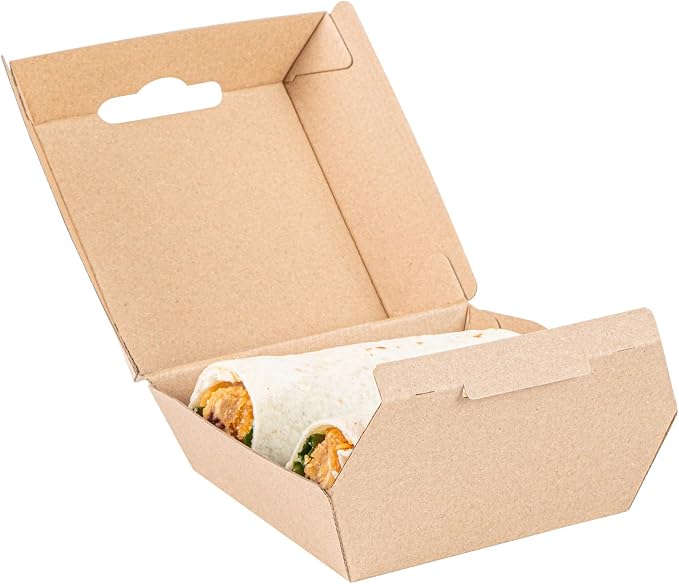 Restaurantware Clamshell Take Out Container 100 Pack of 4 x 4 x 2.8 Inch Paper Sustainable Take Out Box Grease-Resistant Food Box Kraft Burgers and Sandwiches Container - Image 8