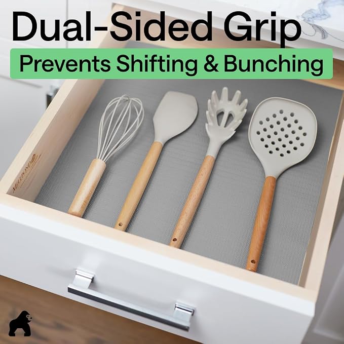 GORILLA GRIP Shelf Liner, Kitchen Drawer Protector, 12x240 Gray - Image 4