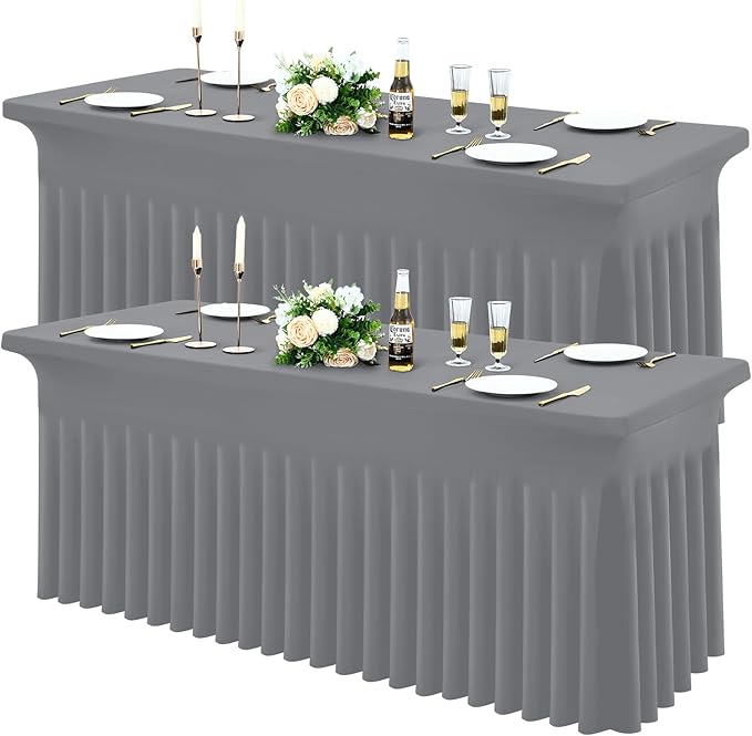 Moosfor 2 Pack Spandex Fitted Rectangle Tablecloth, Elastic Table Skirt by Moosfor