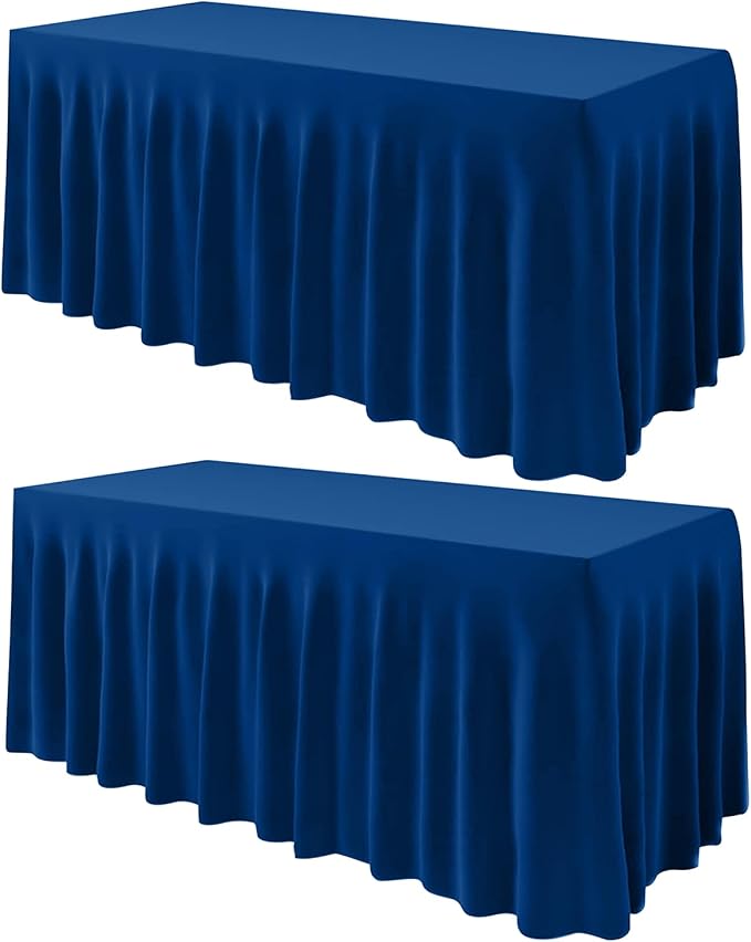 ManMengJi Table Cover and Skirts One-Piece for Folding Tables, 6FT Spandex Fitted Tablecloth with Ruffles Skirt for Weddings, Banquets, Parties, Vendors (Royal Blue 2Pack) by Home