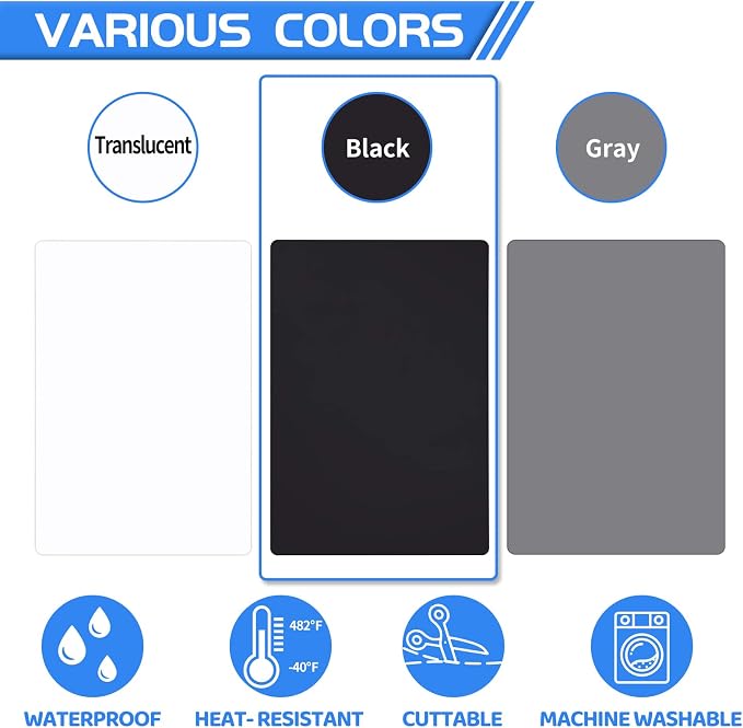 Warome Silicone Mat,36"x 23.6" Heat Resistant Mats for Countertop Protector,Nonstick Silicone Craft Mat/Placemats,Washable Silicone Mats for Kitchen Counter,No Creases Counter Mat-Black - Image 8