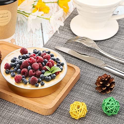 Beasea Aluminum Foil Pie Pan 4 inch Round Oven Baking Mini Cake Pan, 20 Pcs 8 Oz Aluminum Pie Pan Tin Golden Tart Pans for Pie Tart Quiche - Image 5
