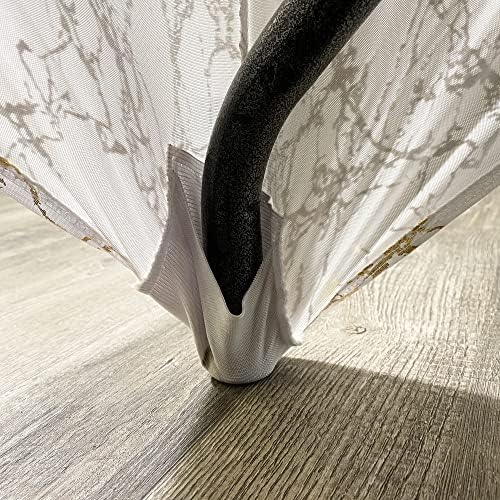 YOUR CHAIR COVERS 8 ft Spandex Rectangular Table Cover, White/Gold Marbling - Image 6