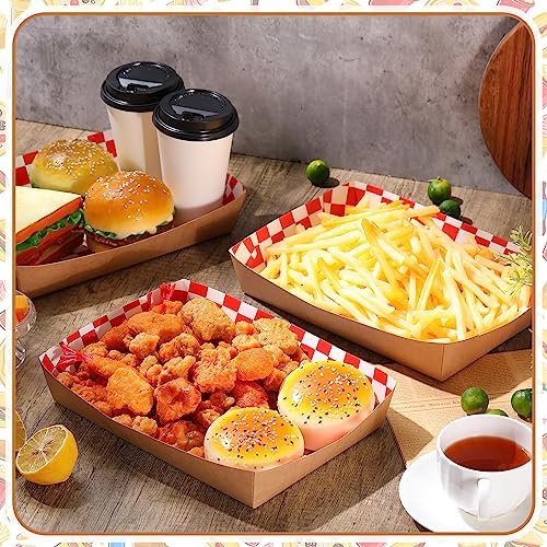 Disposable Red White Checkerboard Paper Food Trays 5 lb Heavy Duty Kraft Paper Food Serving Boats 10.2 x 7.1 x 2 Inch Nacho Taco Hot Dog Chips Snack Hamburger Holder for Party Restaurant (60 Pcs) - Image 4