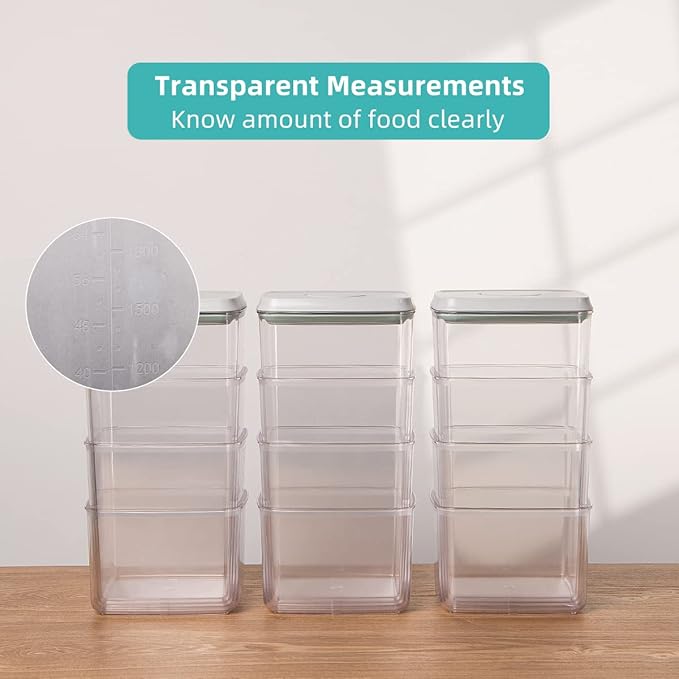 Ankou Pop Airtight Food Storage Containers with Lids for Kitchen Pantry Organizing Stackable Container for Cereal Snack Flour Sugar Coffee Spaghetti -12 Pcs(1.2, 2.0, 2.7, 3.3qt)*3 - Image 5