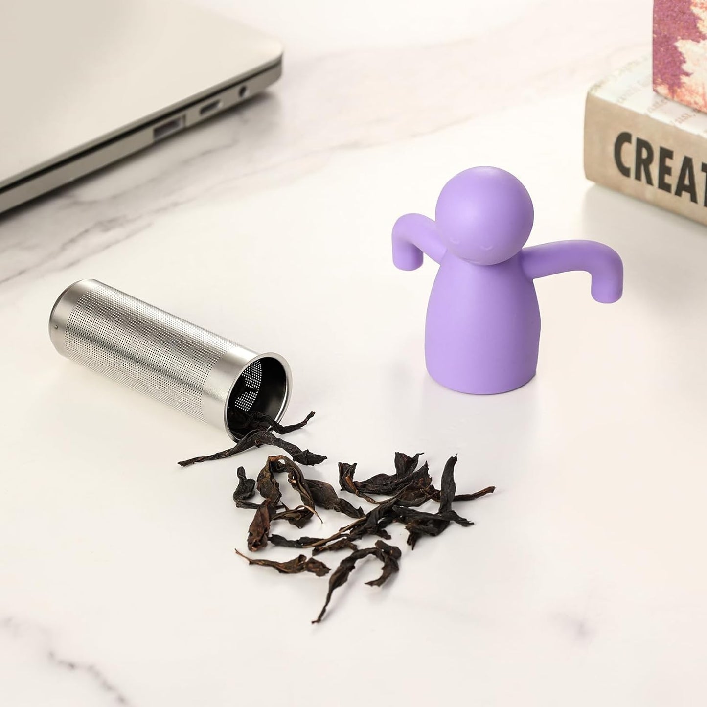 Leden Loose Leaf Tea Steeper Cute Tea Infuser for Girl Kids Extra Fine Mesh Tea Ball Stainless Steel Tea Filter for Cup Mug Pot Purple