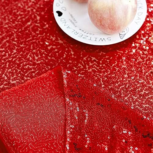 JYFLZQ Red Sequin Tablecloth, Glitter Party Table Cover 50 Inch Round - Image 5