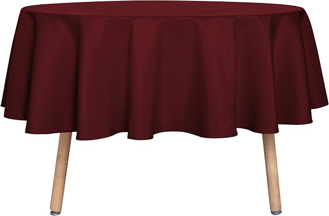 sancua Round Tablecloth, 80 Inch, Burgundy by sancua