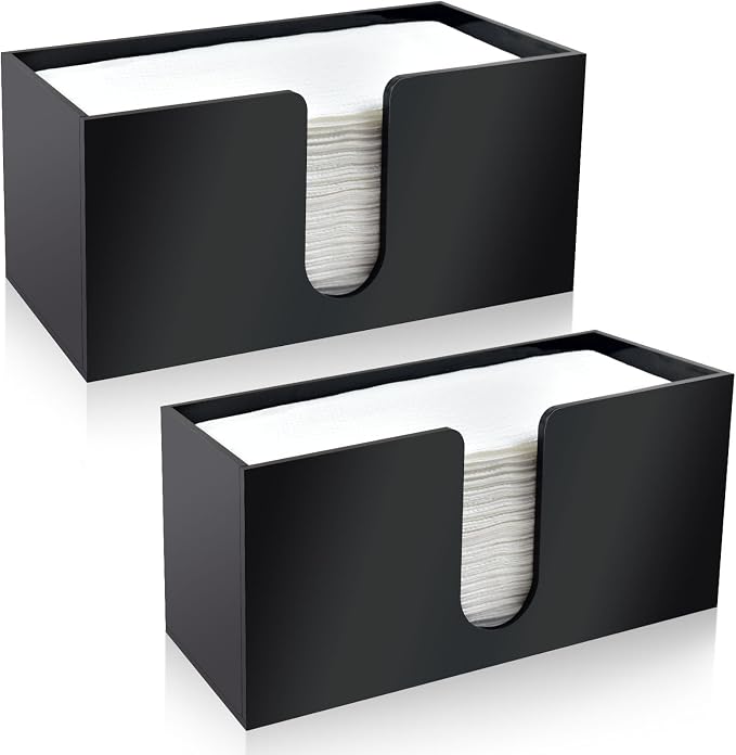Paper Towel Holder Countertop, Black Acrylic Napkin Dispenser,2 Pack by Wltotuay