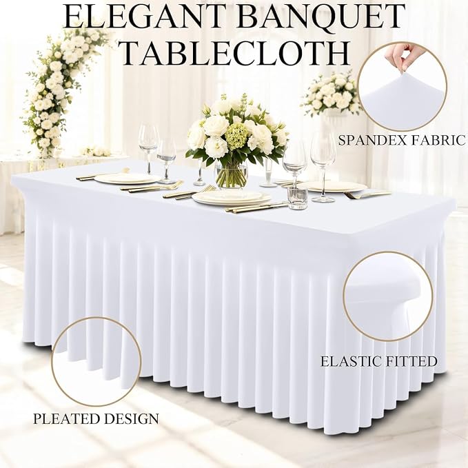Moosfor 2 Pack Spandex Fitted Rectangle Tablecloth, Elastic Table Skirt - Image 3