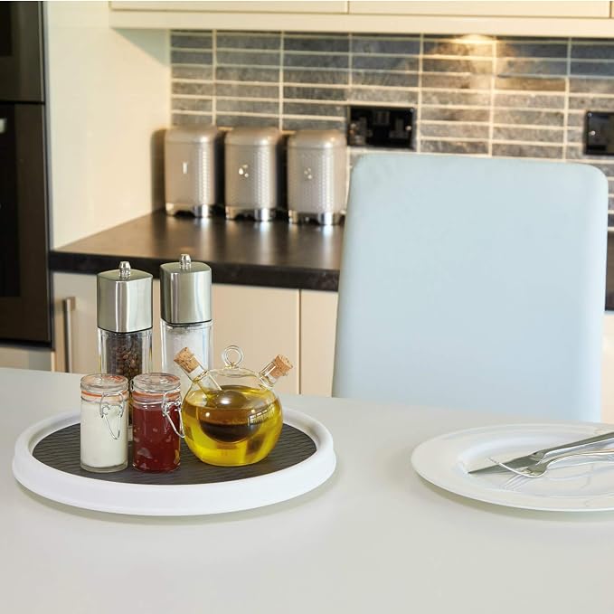 Copco Basics Lazy Susan Turntable and Kitchen Cupboard Organiser, 30 cm, White/Grey - Image 5